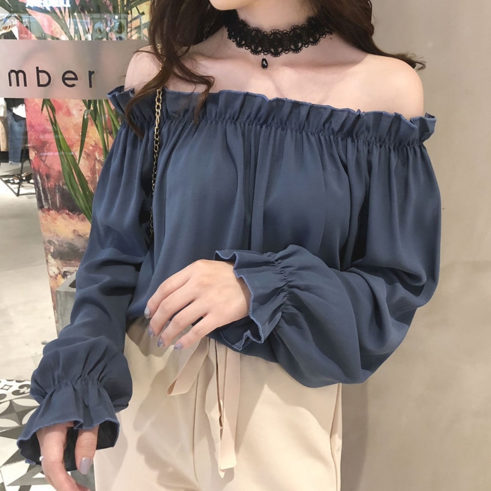 Off-Shoulder Ruffle-Trim Blouse